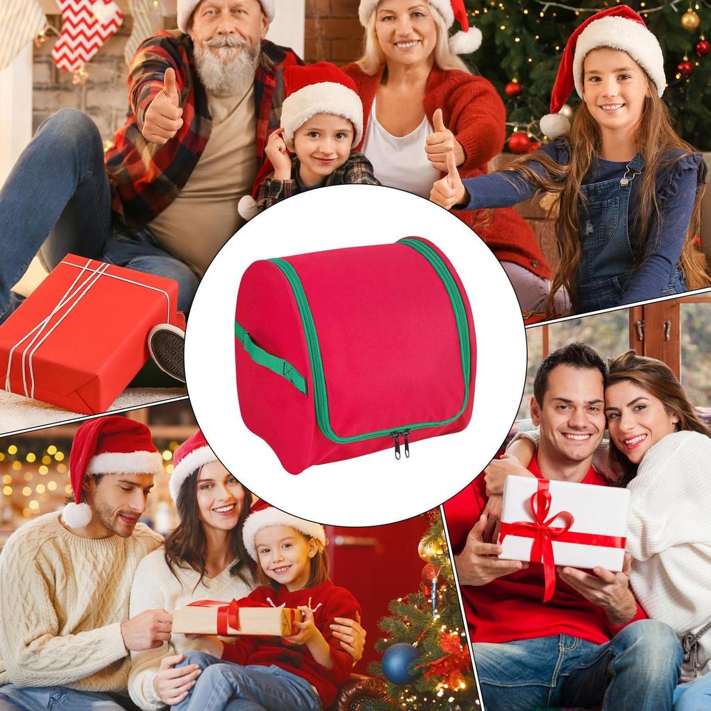 Christmas Lights Storage Bag Portable Red Heavy Duty Tear Proof Holiday Lights Storage Holder for Home Apartment Bedroom Living