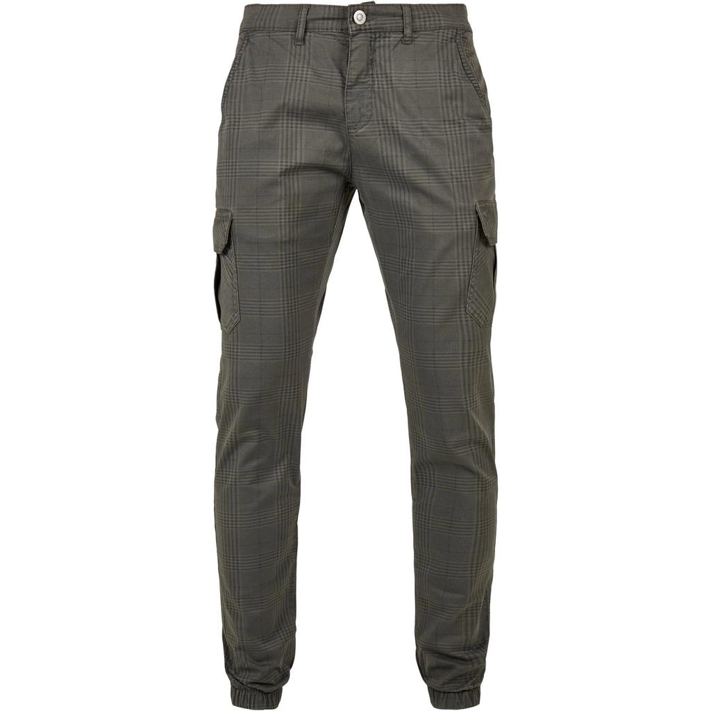 Urban Classics Mens Glencheck All-Over Print Cargo Jogging Bottoms