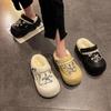 Height-increasing Waterproof and Velvet Thick-soled Hole Shoes, Warm Fluffy Shoes, Five-pointed Star Cotton Slippers, Women's 2025 Winter New Models