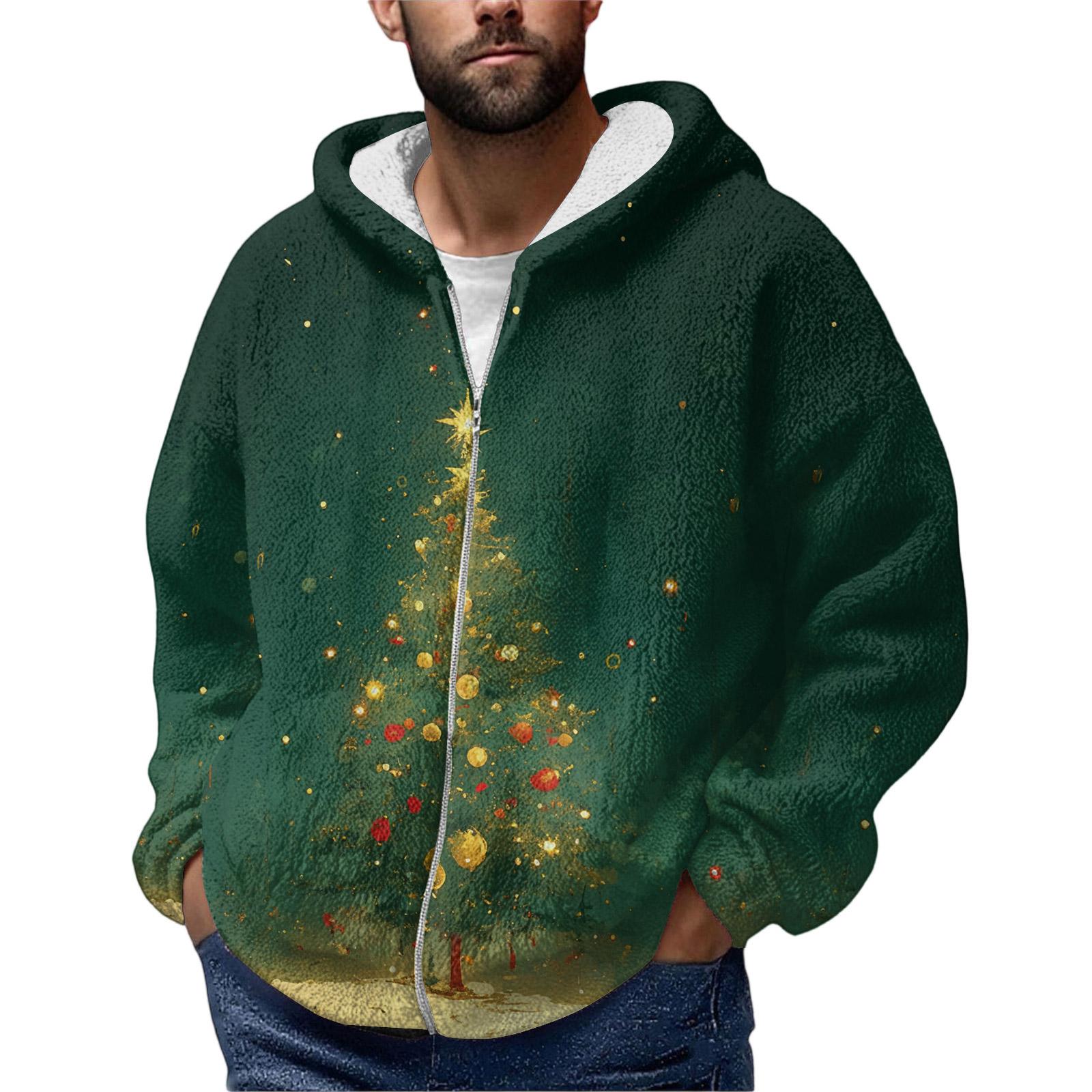 

Мужская зимняя флисовая толстовка с капюшоном на молнии с накладным карманом, повседневная куртка XL зелёный