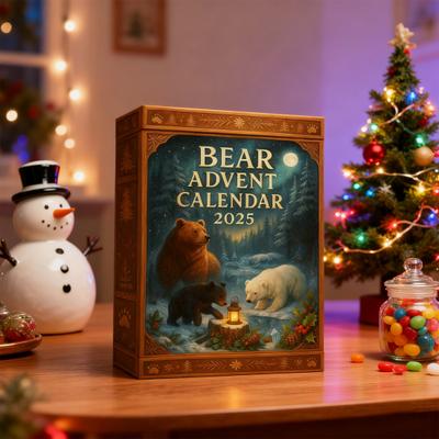 Björn Adventskalender 2025 24 Akryl Björn Ornament Set 24 Dagar Nedräkning till Jul Hängande Dekoration Samlarobjekt Julklapp till Barn Vuxna