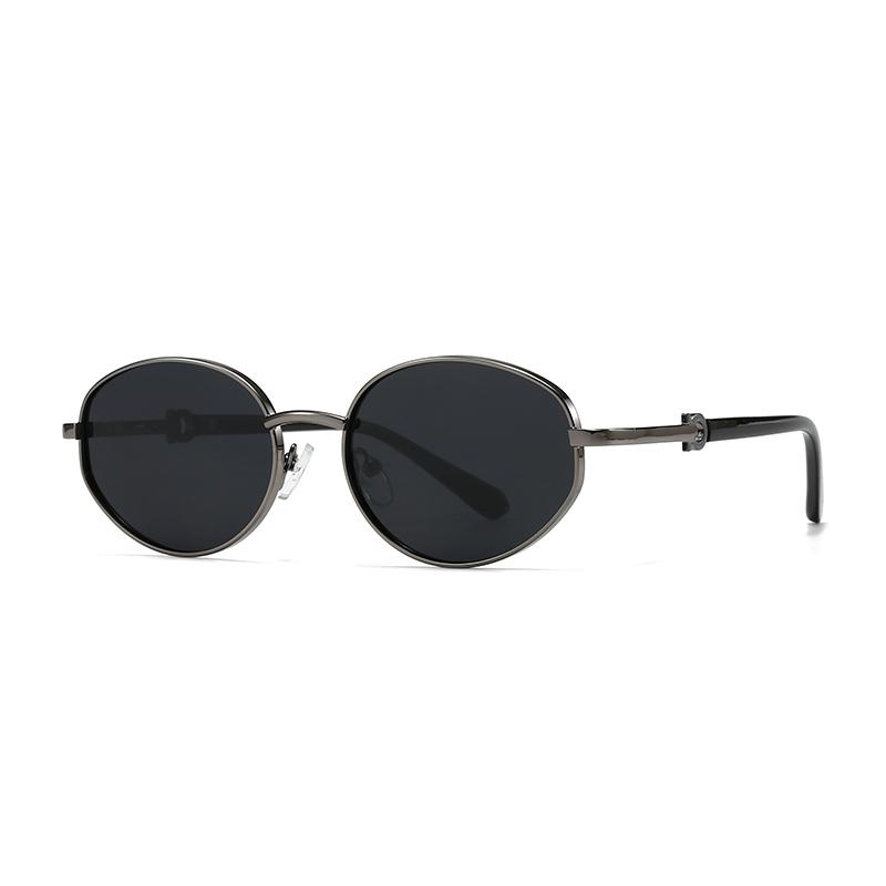 Cross-Border European and American Metal Framed Sunglasses Trendy Street Style Sunglasses for Men Modern Charm Retro Oval Sunglasses for Women 1439