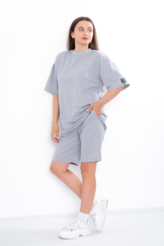 Stylish Women’s Set – Oversized Tee with Drop Shoulders & Bermuda Shorts, Summer, 8400-057 HC