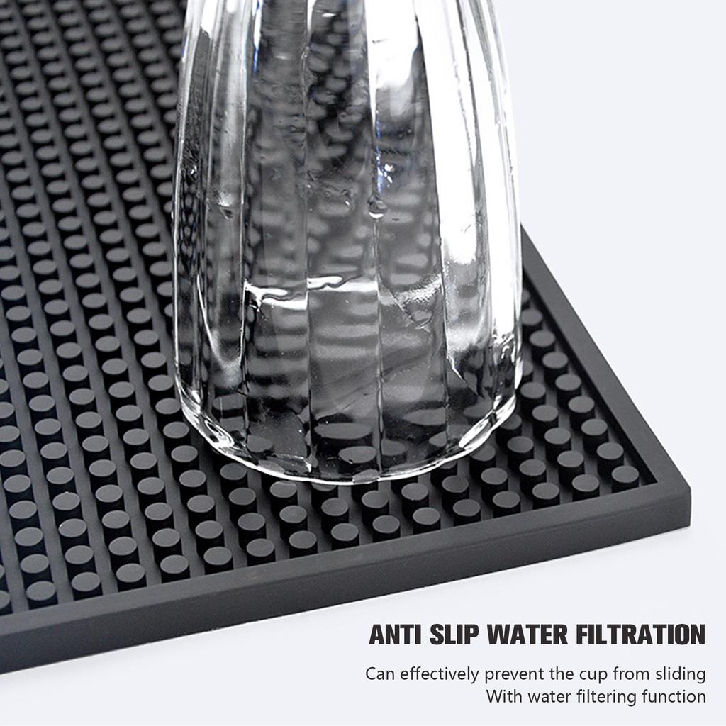 Bar Mat Rubber Coffee Bar Mats Anti-slip PVC Cup Mat Waterproof Heat Resistant Drain Mat for Bar Cafe Barista Cocktail Bartender Cup Holders 5