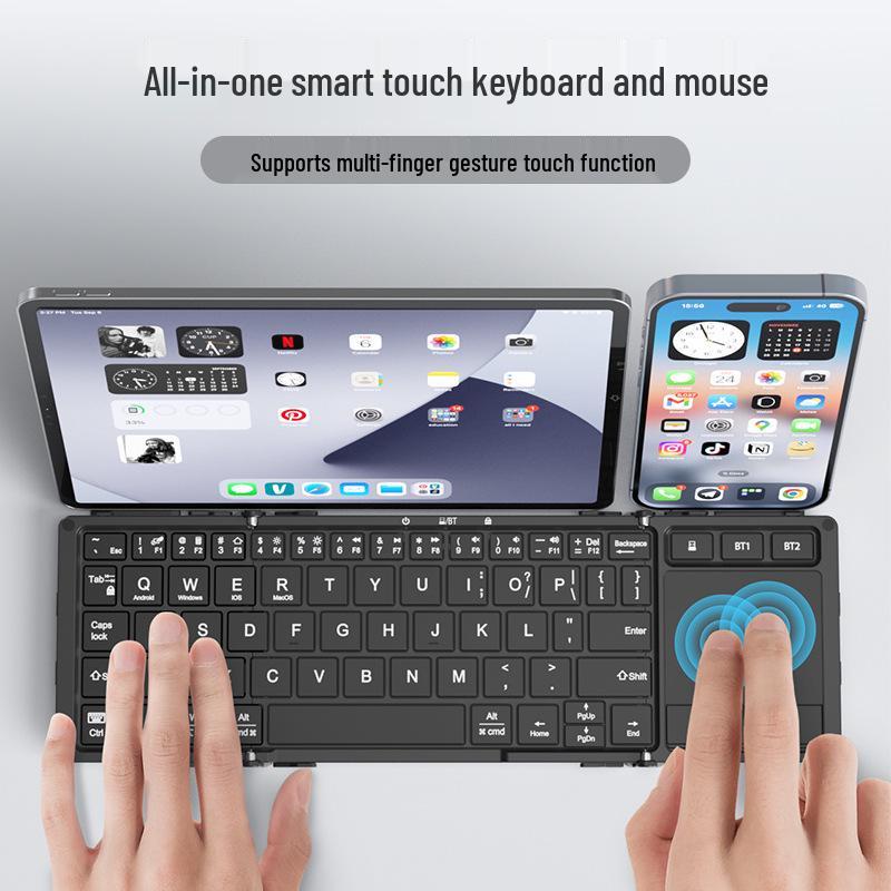 BOW Hangshi HD088F Dual-Mode Wireless Bluetooth Foldable Keyboard with Stand for Tablets & Phones