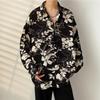 Men's Japanese-Style Full Print Long Sleeve Shirt - Casual, Trendy, Hong Kong-Style Cardigan for Spring/Autumn
