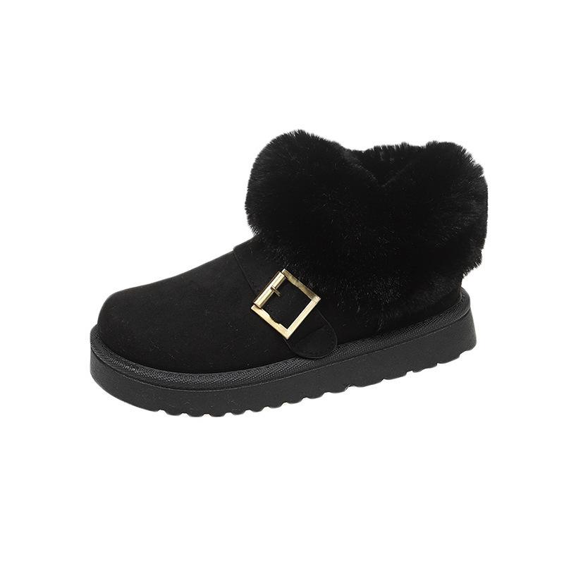 Snow boots fur integrated winter new short tube piled thickened lazy cotton boots