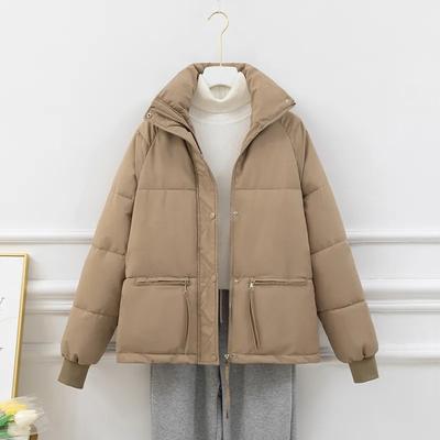 Chaqueta de algodón para mujer, corta, gruesa, cálida, con peplum, abrigo informal acogedor