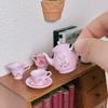 5Pcs/Set Model Miniature Porcelain Tea Cup Set Teapot Miniature Scene Toy  Dollhouse Accessories