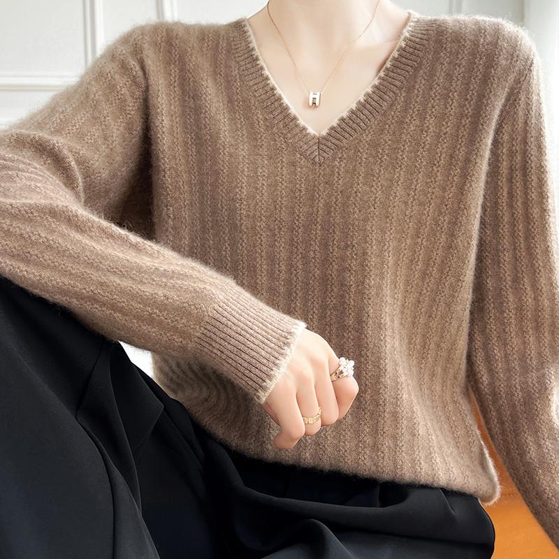 Dámský kašmírový svetr Qinghe kašmír 30% kašmír 70% vlna podzimní a zimní kašmírový svetr měkký a teplý
