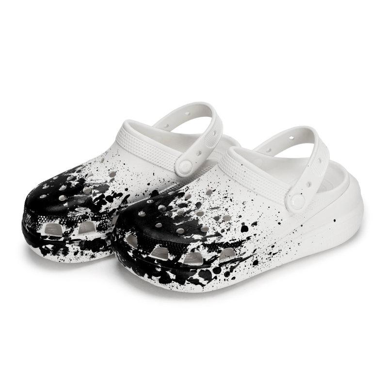 Crocs Crush Clog 811 Manufacturing Traceless Live Special Shoe Box Distressed Fluid Splash Hole Shoes Unisex Black White