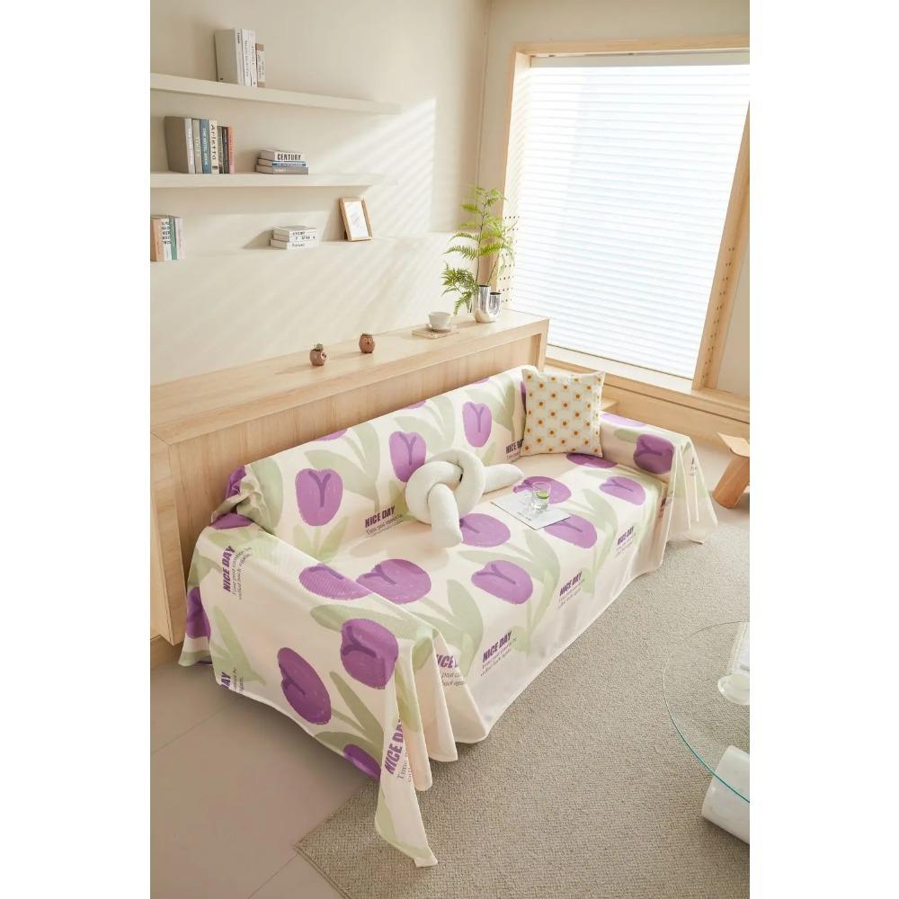 Ice Silk Flower Sofa Cover Blanket Non-slip Sofa Towel Living Room Furniture Decor Tapestry Couch Cover Universal Sofa Towel