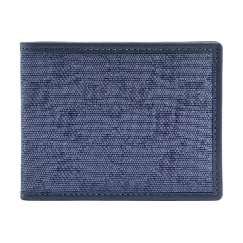 COACH Billfold Wallet 10 Signature Flip Closure Card Holder Coated Canvas Jacquard and Calf Leather Card Holder Regular Men s Dark Blue dark blue синий