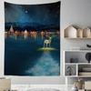 Cartoon Santa Claus Pattern Tapestry Home Bedroom Living Room Wall Decoration Christmas Theme Tapestry