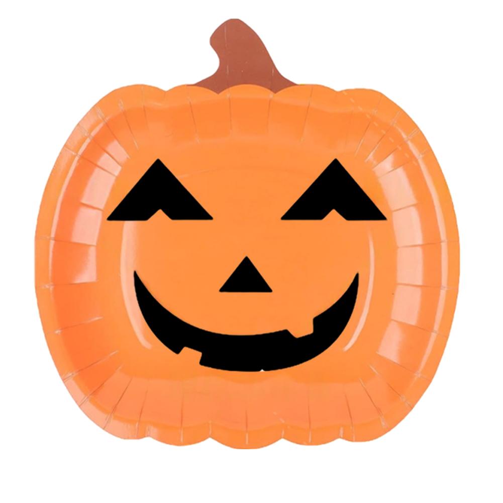 20Pcs Halloween Disposable Plates Special-Shaped Pumpkin Grimace Plates Multi-Purpose Smile Pumpkin Paper Plate Party Supplies