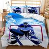 Ice Hockey Duvet Cover Set Twin Hockey Sport Player Bedding Set Winter Extreme Sport Game Polyester Comforter Cover Set King