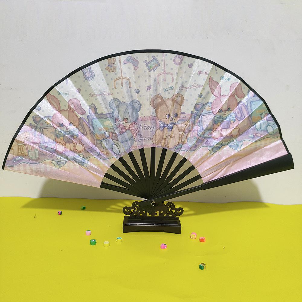 Ancient Style 8-Inch Folding Plastic Fan with Tassel for Men's Hanfu Dance