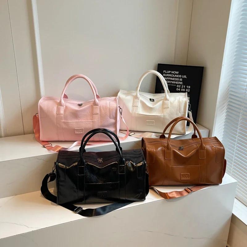 PU Solid Zipper Shoulder Bag large capacity simple elegant soft versatile Crossbody Travel Handbag