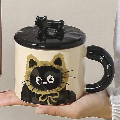 Freche Katze Keramiktasse süße Büro-Kaffeetasse Cartoon Haushalts-Trinkwasser-Keramiktasse Frühstückstasse