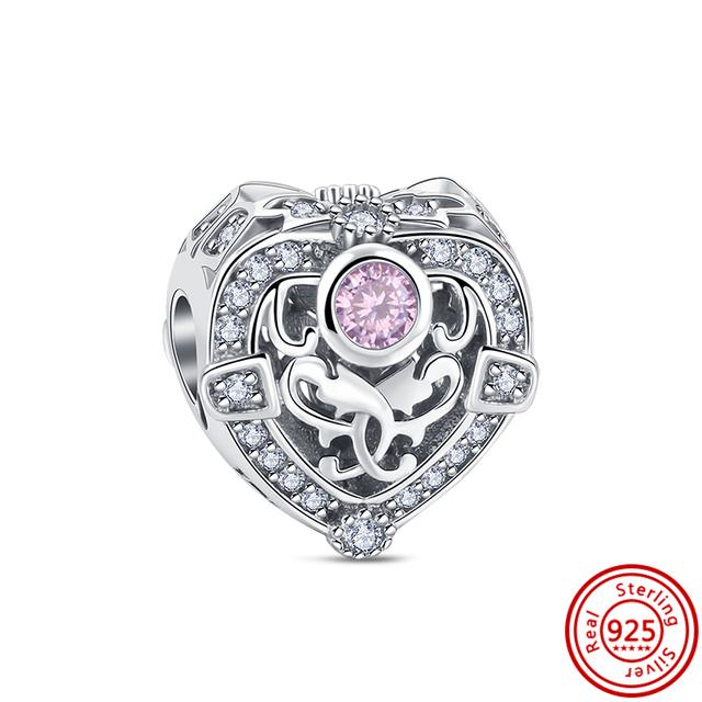 Pantaro 925 Pevná Stříbrná Růžová Série Srdce Květ Motýl Maminka Murano Skleněné Korálky Hodí se Originální přívěsky Náramek Šperky