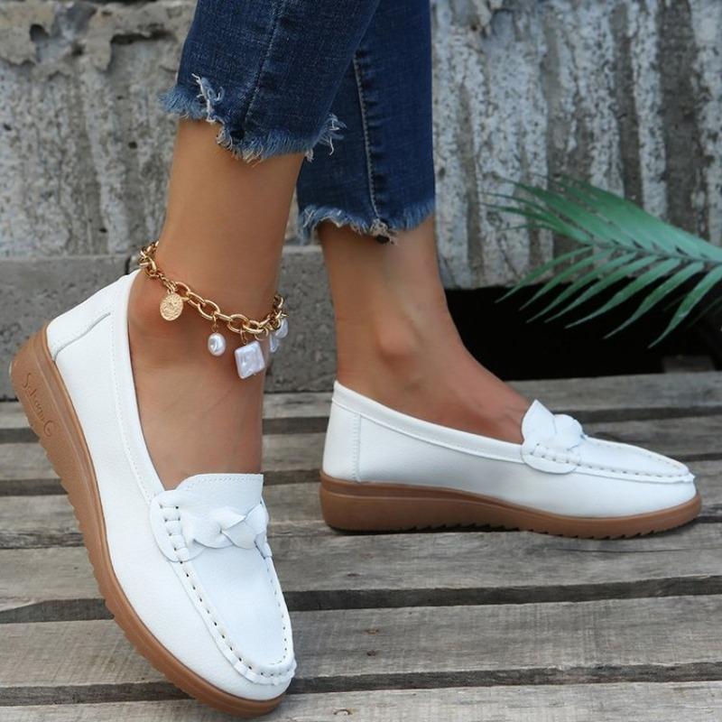 One-legged Round-toed Daily Casual Single Shoes Doudou Shoes and Mom Shoes