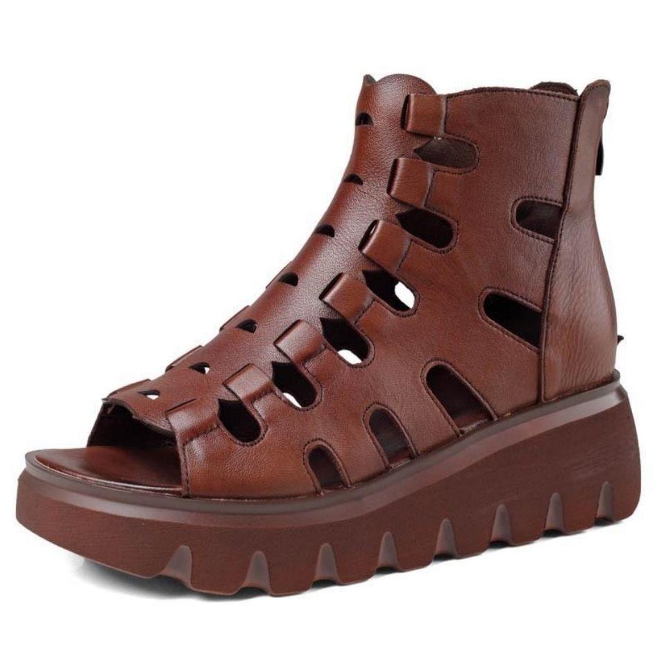 

Сапоги Fish mouth cool женские летние мягкие кожаные универсальные туфли с отверстиями muffin casual на высоком каблуке толстая подошва увеличивающая плоское дно женские сандалии 35 светло-коричневого