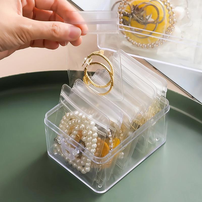 50pcs Antioxidation Jewelry Bags Clear Jewelry Zipper Bags Small Jewelry Organizer Ring Earring Storage Bags