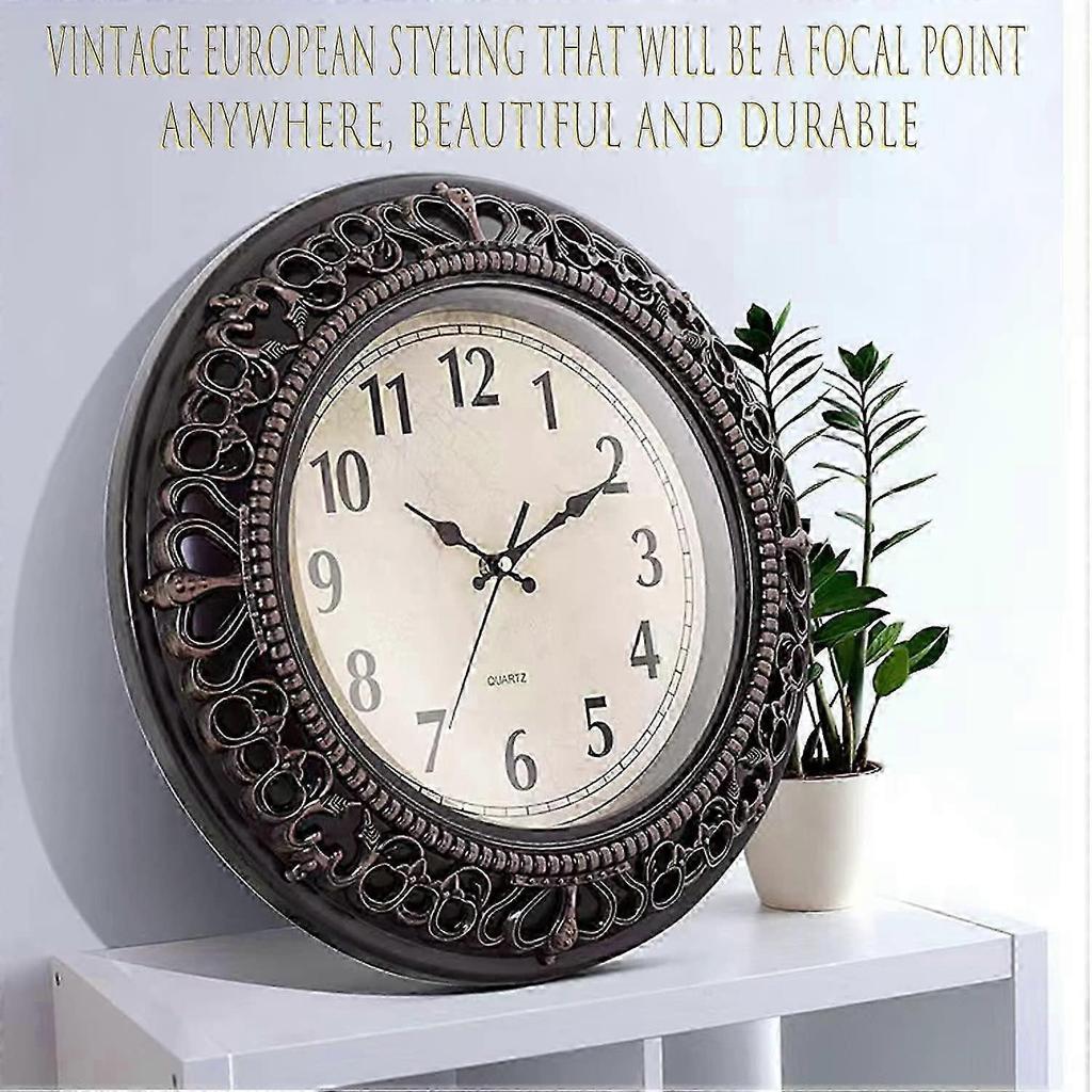 Wall Clocks Vintage Wall Clock Wall Clock Without Ticking Noises, Silent Wall Clock, 12 Inch Round Wall Clock For Wall Decoration Bedroom Room