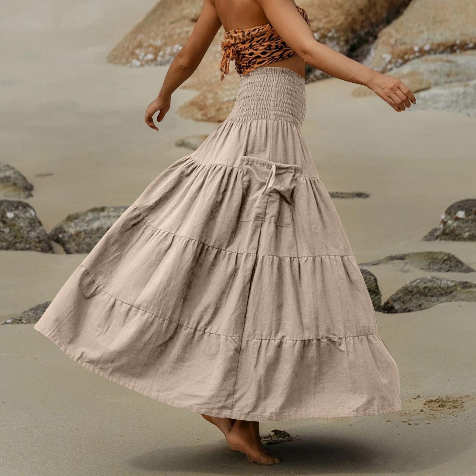 

Женская модная однотонная юбка-полуюбка в стиле бохо, свободная длинная юбка с карманами, юбка-обертка Two Wear M хаки