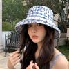Ins Casual Love Plaid Big Eaves Sunscreen Bucket Hat Women's Fashion Versatile Face Small Thin Sun Hat