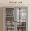 Kitchen Sideboard Storage Cabinet, 4 Doors (2 Glass), 1 Drawer, Adjustable Shelves, Grey