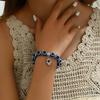 Evil Eye Beaded Bracelet w/Hand Charm | Adjustable Boho Zircon, Blue Eyes Beaded Minimalist, Vintage Chic Everyday Wear