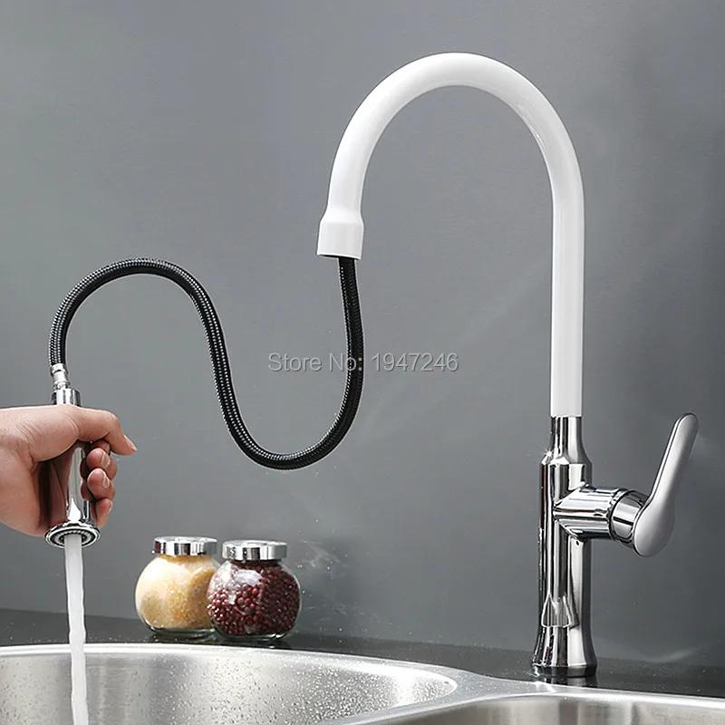 Factory Direct Polish Copper Water Saver Filter Swivel Robinet Para Torneira Chrome White Sink Mixer Pull-out Kitchen Faucet Tap