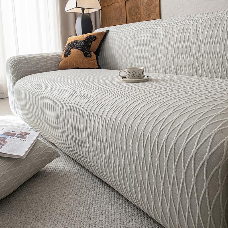 Pokrowiec na sofę z polaru żakardowego, Uniwersalny na wszystkie pory roku, Elastyczny, Kompleksowo zakrywający, Uniwersalny pokrowiec, Mocowany i antypoślizgowy.