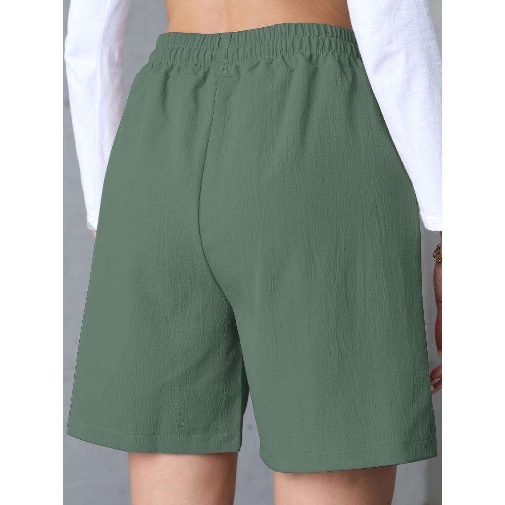 Trendy Women's Casual Drawstring Elastic Waist Relaxed Straight Leg Shorts, Lightweight Breathable Summer Shorts for Daily Wear & Outings shorts