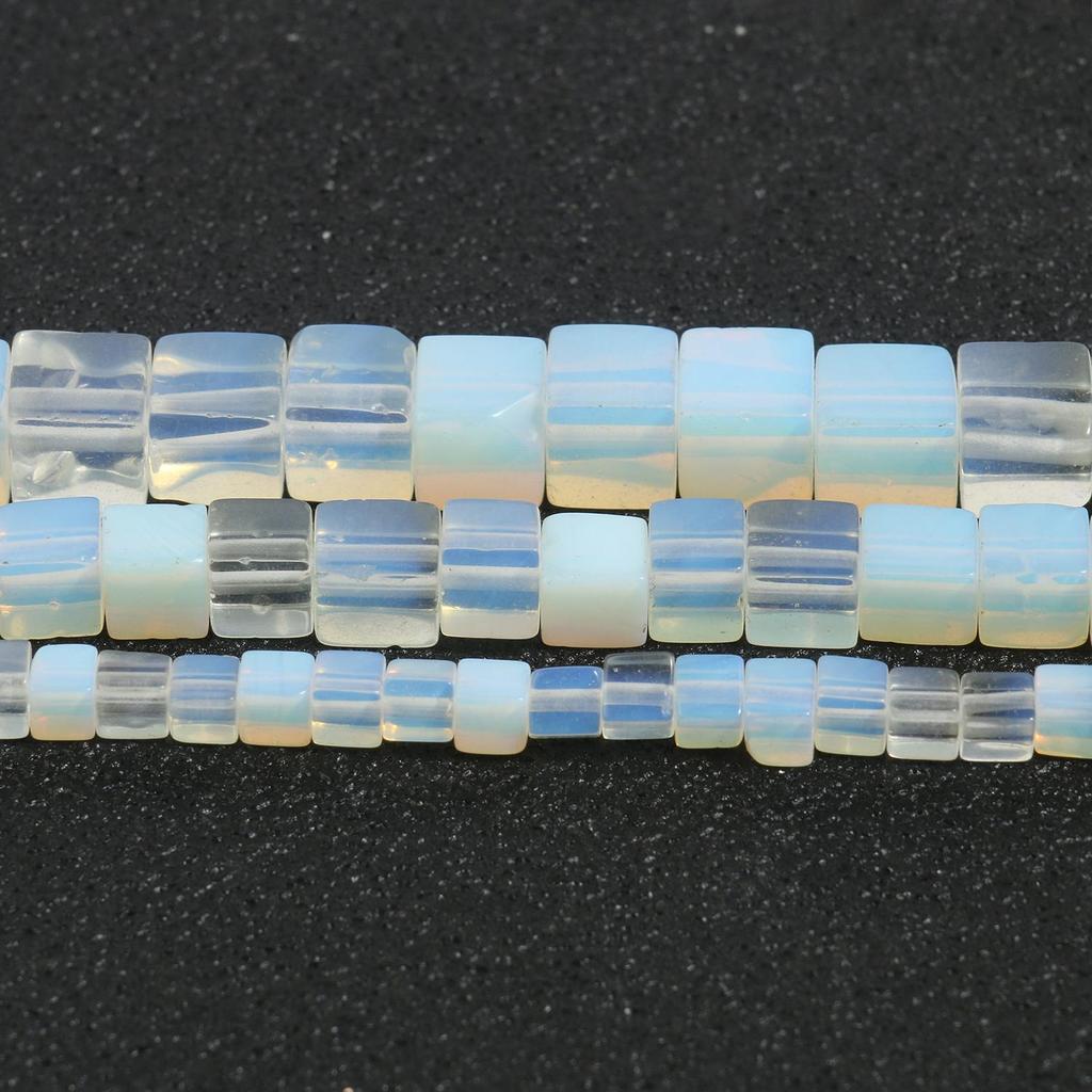 4 6 8mm Natural Square Beads White Opal Loose Cube Stone Beads for Jewelry Making DIY Bracelet 15inch