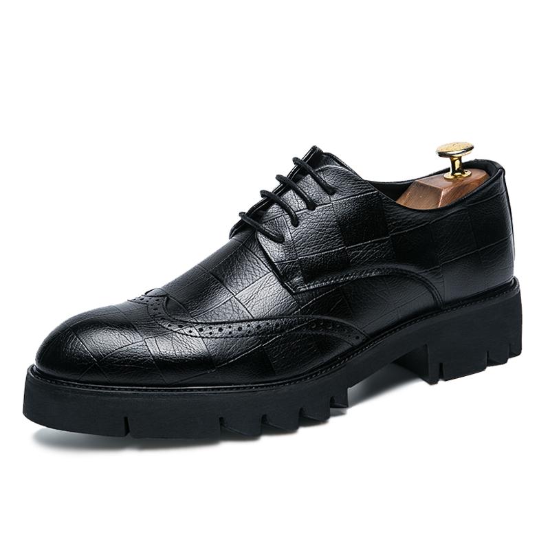 Fashion New Arrival Mens Casual Leather Shoes Thick Soled Formal Shoes Fashion Brogue Shoes Elegant Leisure Walk Oxford Male Shoes Adult