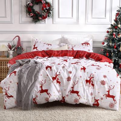Christmas Quilt Cover Elk Three-Piece Quilt Cover Double-Sided Digital Printing Bedding Set