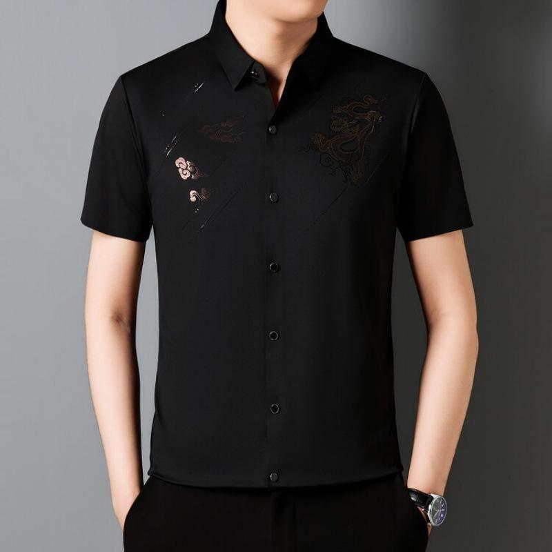 New Seamless Shirt Summer Men Ice Silk Lapel POLO Shirt Casual T-shirt Shirt Men's