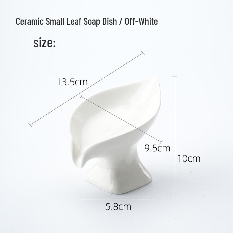 Nordic Light Luxury Ceramic Soap Dish - No-Drill, Water-Draining Bathroom Holder