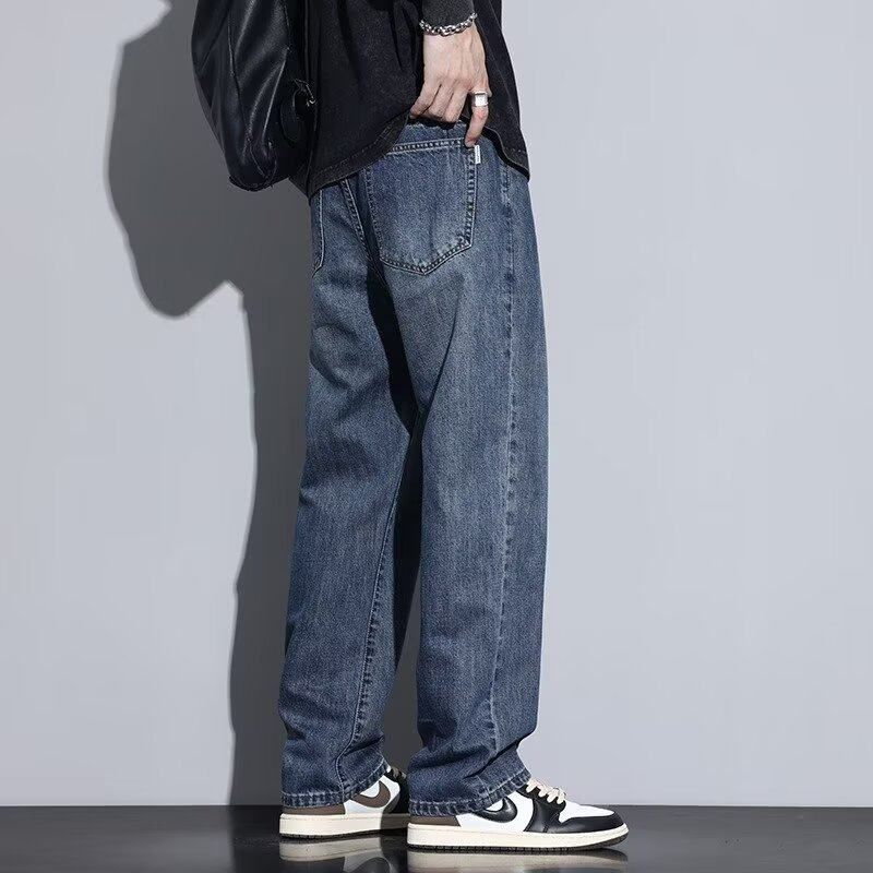 Dongjie [No Logo] American Retro Trendy Brand Men's Washed Jeans, Autumn Loose Straight Casual Pants
