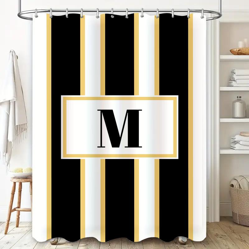 Grön Guld Marmor Duschdraperi Lyxig Badrumsdekoration, Vattentätt Tyg, Modern Heminredningsdetalj (75X180Cm)