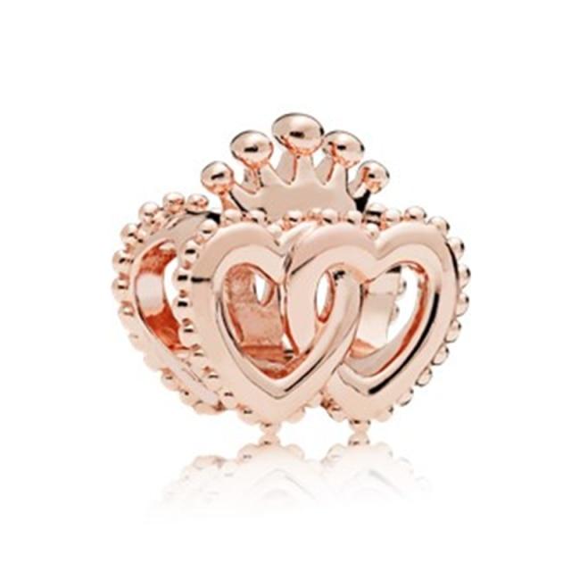 New Zircon Crown Pendant Bead Safety Chain Fit Original Fashion Charms Silver Color Bracelet Women Girl Jewelry Custom