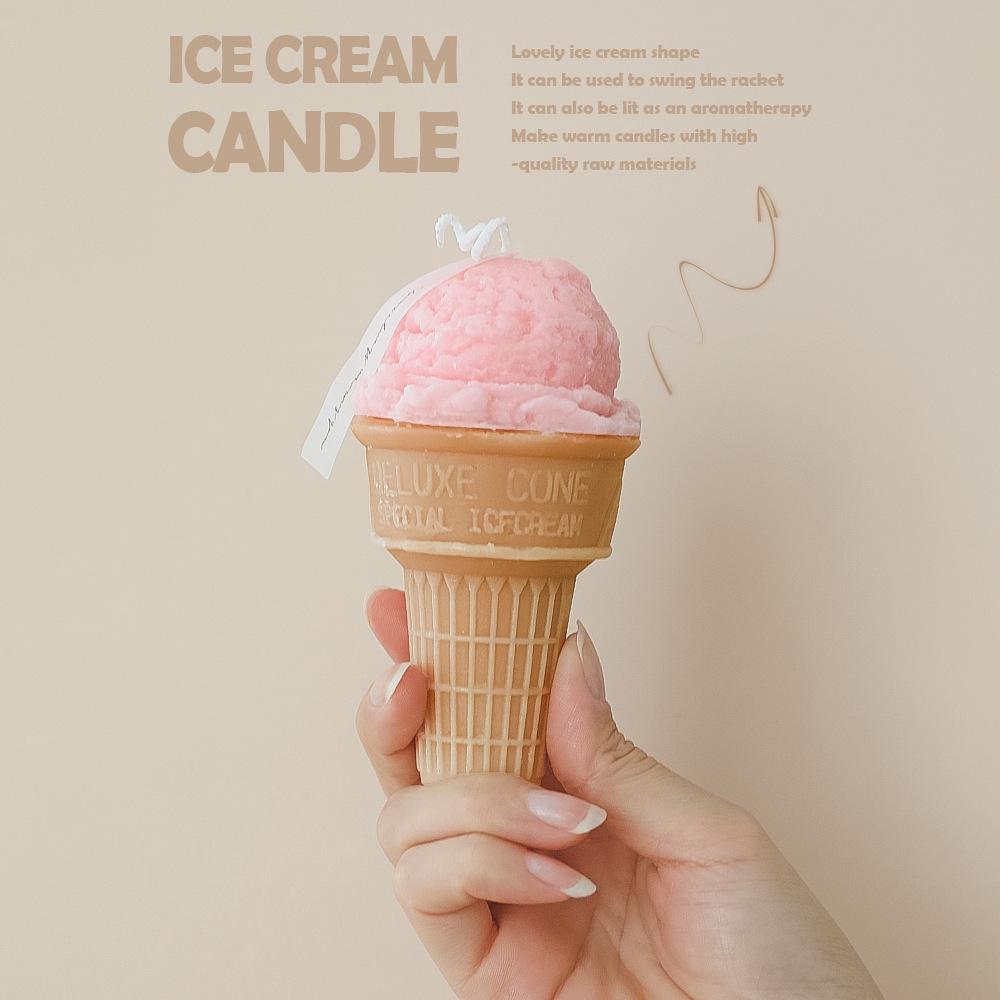 Ice Cream Cone Scented Candle – Handmade Soy Wax Birthday Gift, Fragrant Dessert Ornament