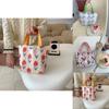 Trendy Street Style Floral Cotton Bento Bag Cute Canvas Lunch Tote For Women