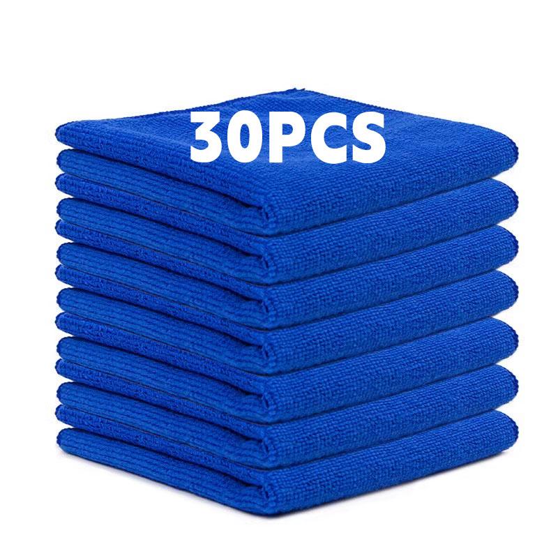 1/100PCS Microfiber Towels Car Wash Drying Cloth Blue Car Care Detailing Cleaning Polishing Duster Home Kitchen Washing Rags