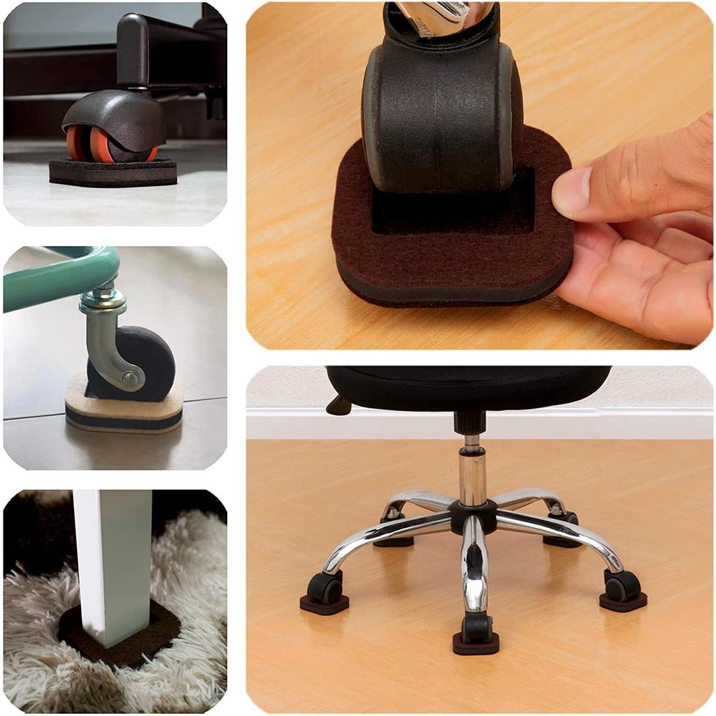 Furniture Coasters Felt Caster Cups Bed Wheel Stoppers Chair Wheel Stoppers for Hardwood Floors 5PCS Felt Bottom Wheel Coasters for Furniture Brown