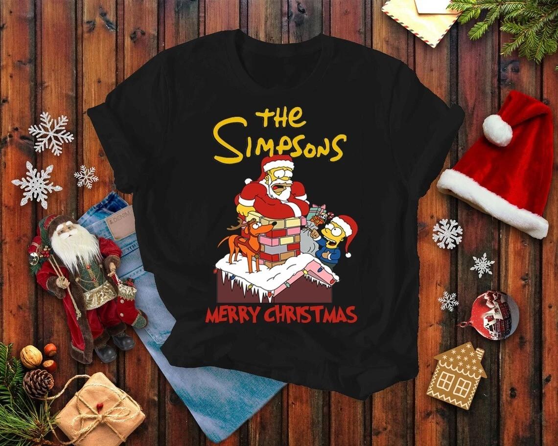 The Simpsons Christmas T-shirt Cotton Tee All Size S-4XL BL1971 XL