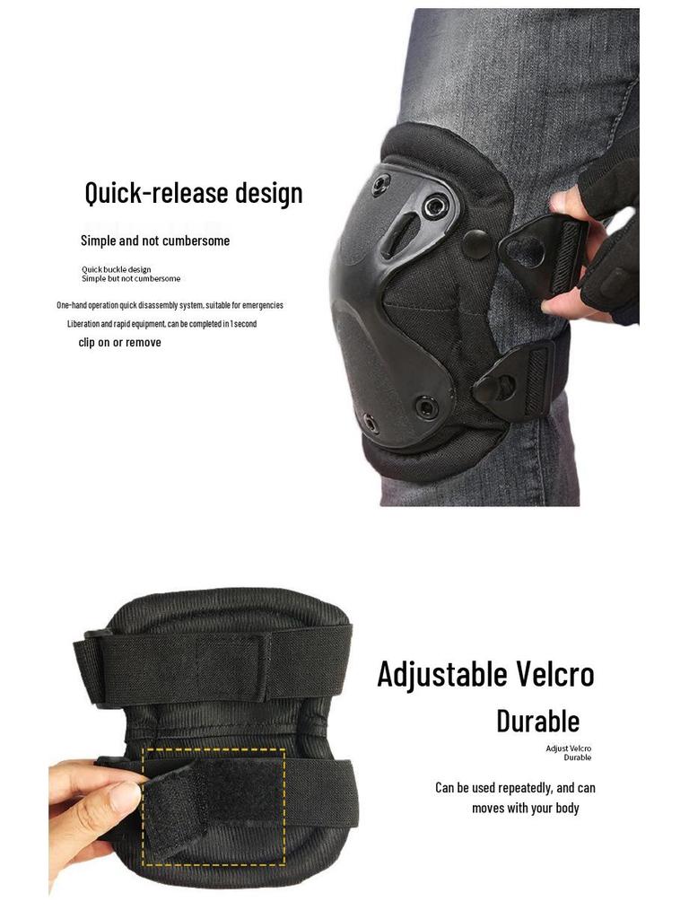 Camouflage Tactical Knee & Elbow Pads Set: 4-Piece Gear for Combat, Training, Riding & Sports Protection
