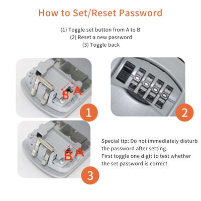 Key Storage Lock Box Wall Mount Aluminum Alloy 4-Digit Combination Waterproof Lockbox Key Safe Box
